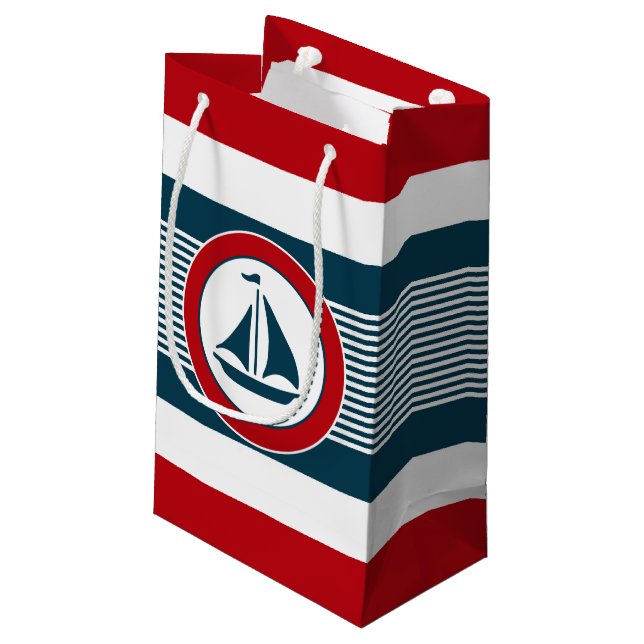 Nautical design small gift bag (Back Angled)