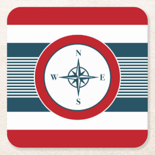 Nautical design square paper coaster