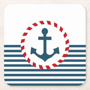 Nautical design square paper coaster