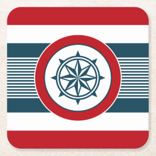 Nautical design square paper coaster