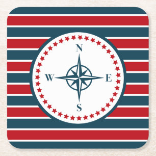 Nautical design square paper coaster