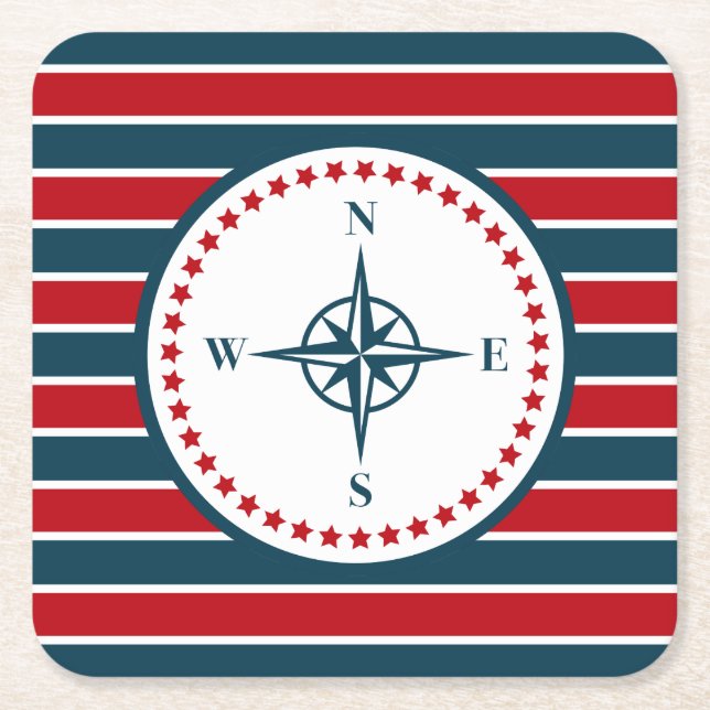 Nautical design square paper coaster (Front)