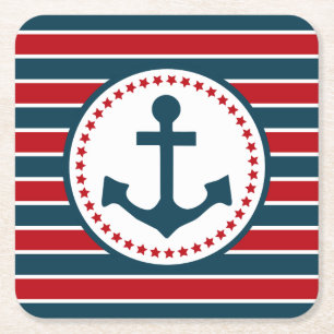 Nautical design square paper coaster