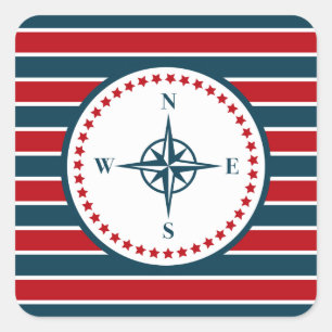 Nautical design square sticker