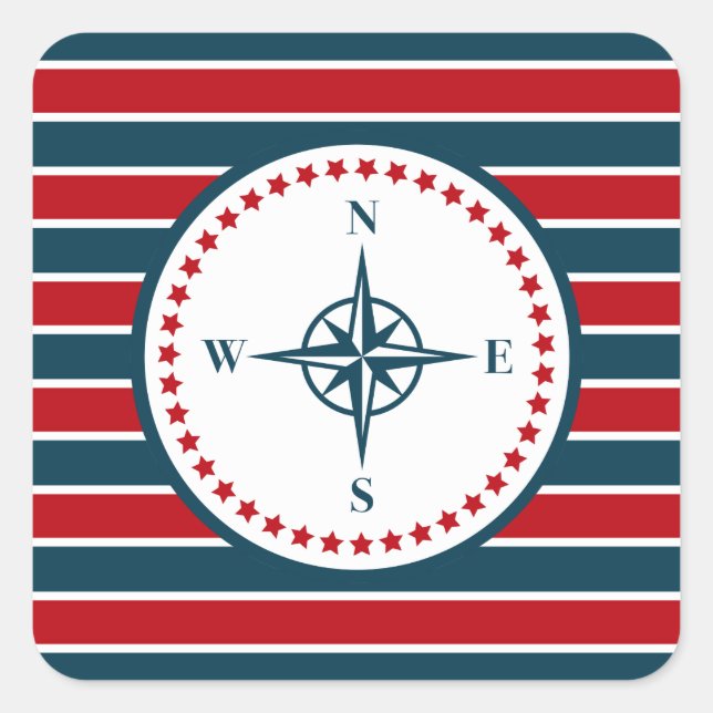Nautical design square sticker (Front)