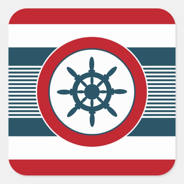 Nautical design square sticker (Front)