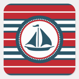 Nautical design square sticker