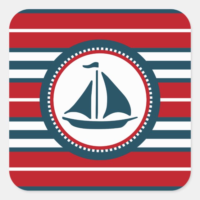 Nautical design square sticker (Front)