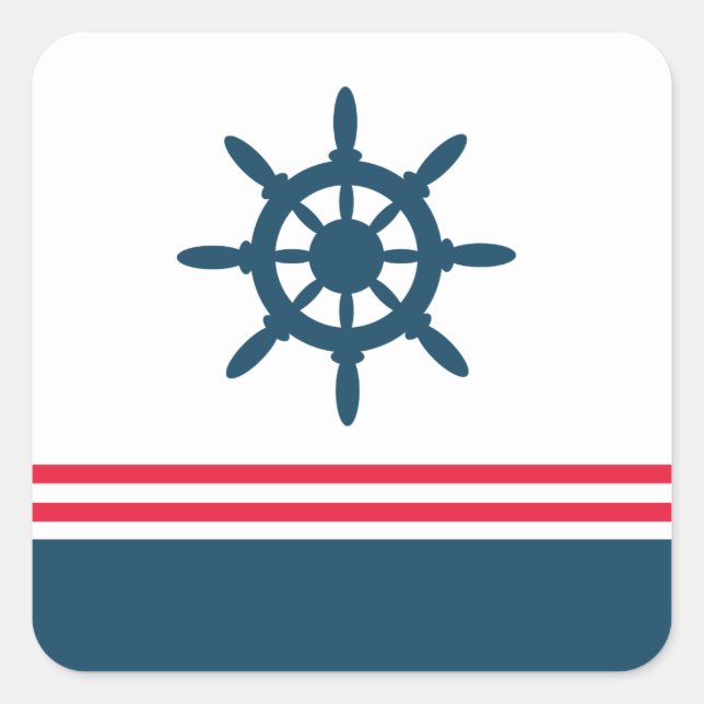 Nautical design square sticker (Front)