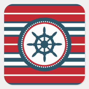 Nautical design square sticker