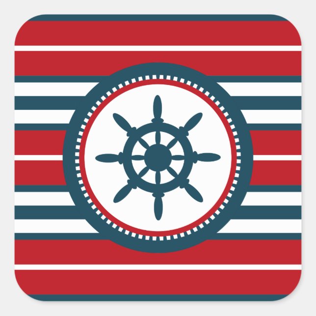 Nautical design square sticker (Front)