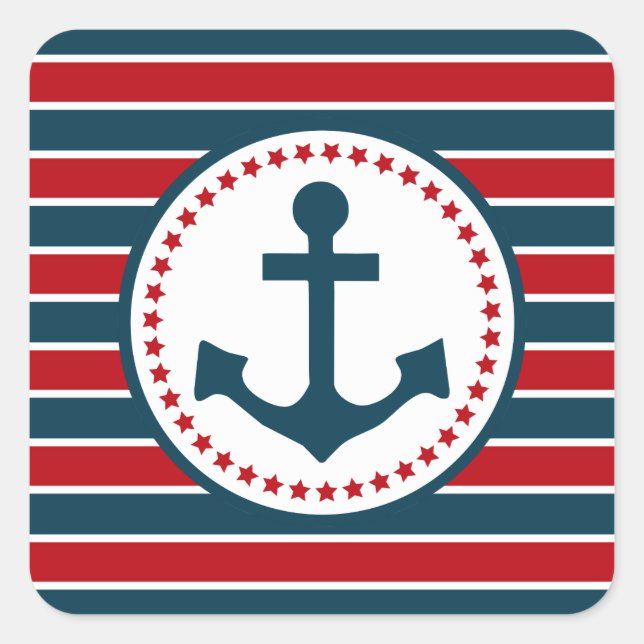 Nautical design square sticker (Front)