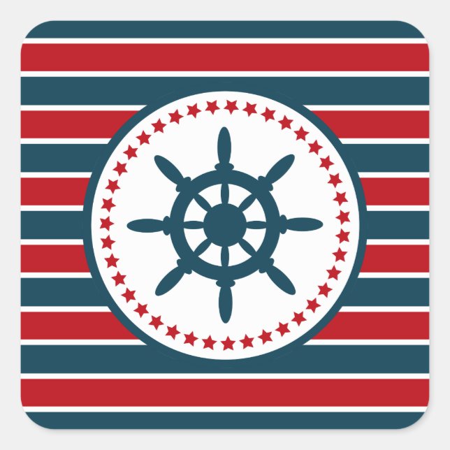 Nautical design square sticker (Front)