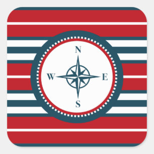 Nautical design square sticker