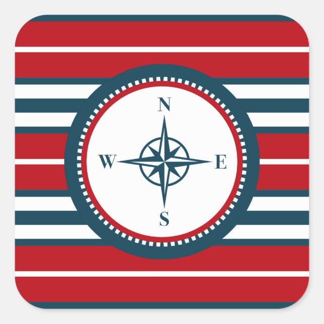 Nautical design square sticker (Front)