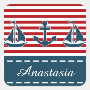 Nautical design square sticker
