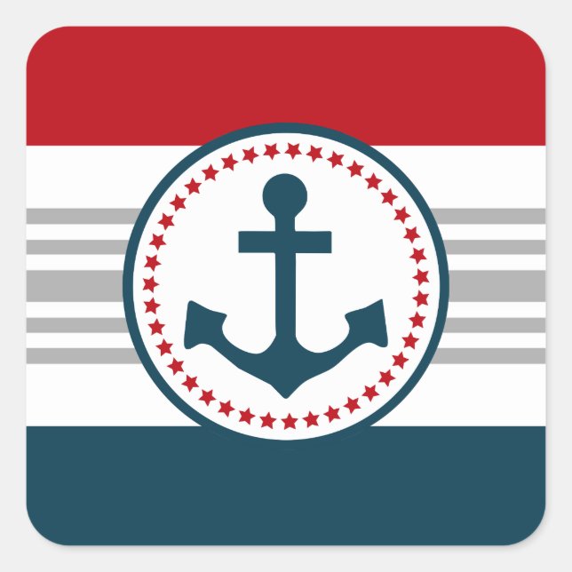 Nautical design square sticker (Front)