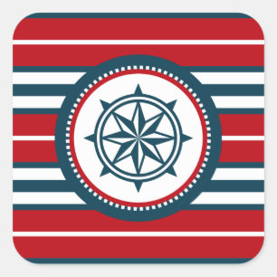Nautical design square sticker