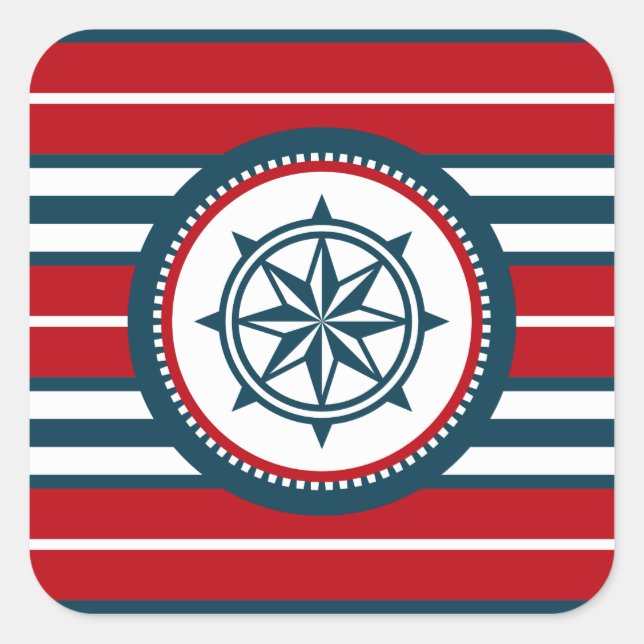 Nautical design square sticker (Front)