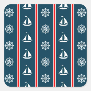 Nautical design square sticker