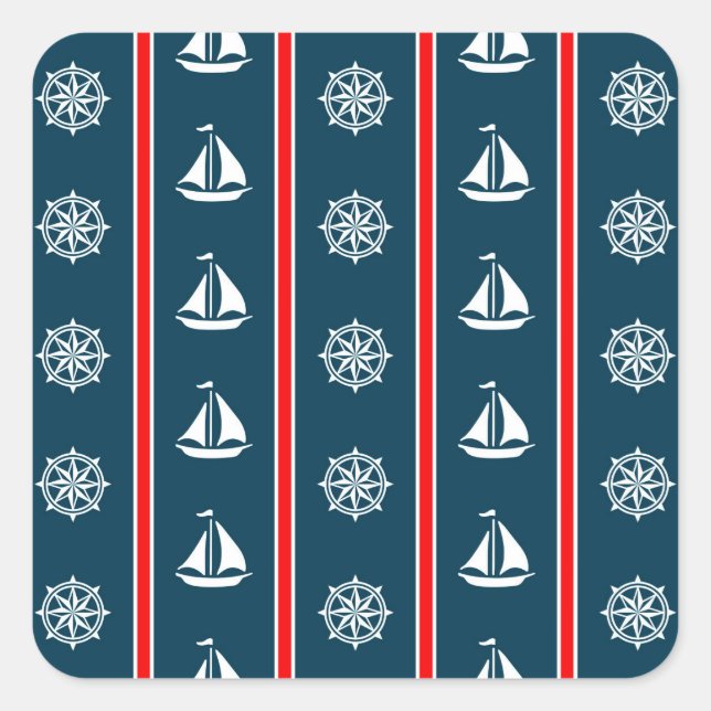 Nautical design square sticker (Front)