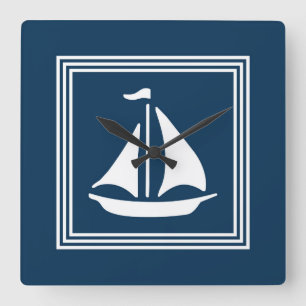 Nautical design square wall clock