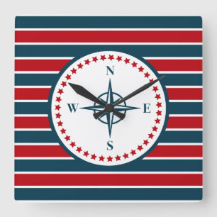 Nautical design square wall clock