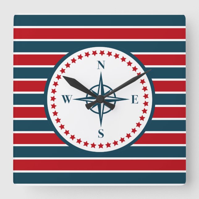 Nautical design square wall clock (Front)