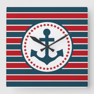 Nautical design square wall clock
