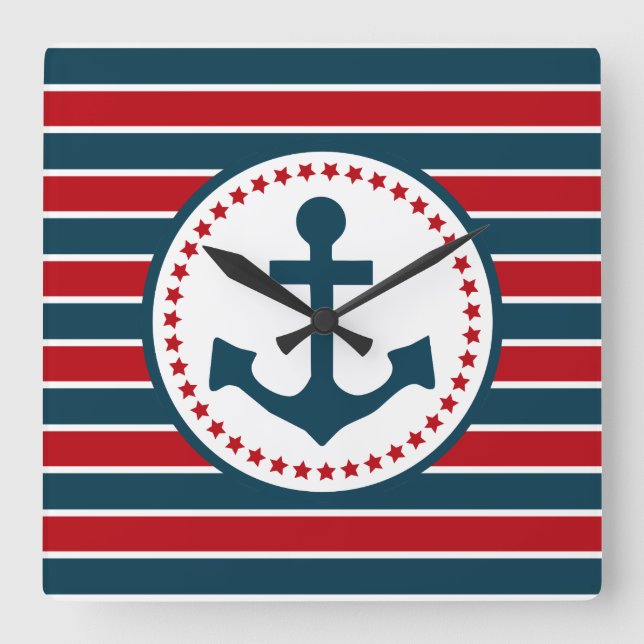 Nautical design square wall clock (Front)