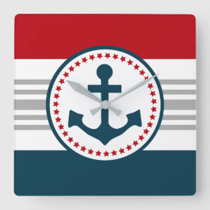 Nautical design square wall clock