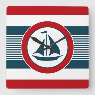 Nautical design square wall clock