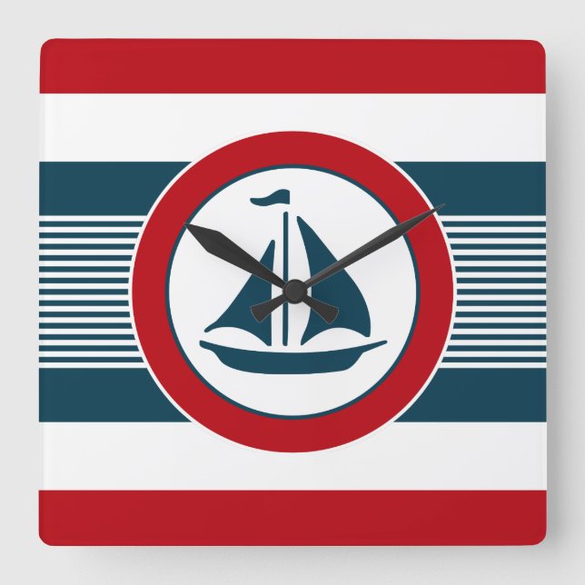 Nautical design square wall clock (Front)