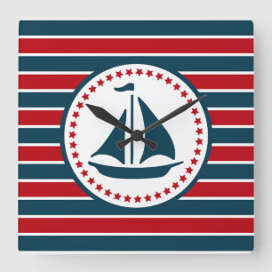 Nautical design square wall clock