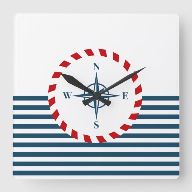 Nautical design square wall clock (Front)