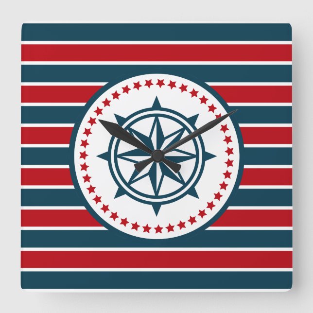 Nautical design square wall clock (Front)