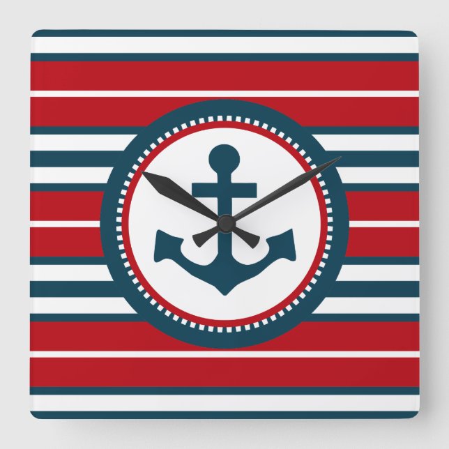 Nautical design square wall clock (Front)