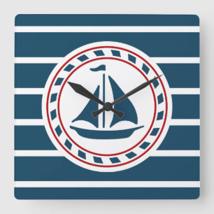 Nautical design square wall clock