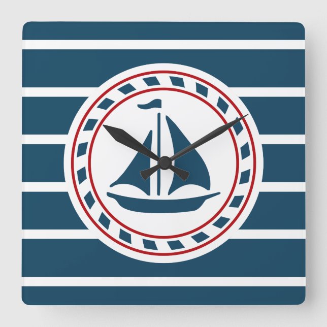 Nautical design square wall clock (Front)