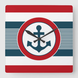 Nautical design square wall clock