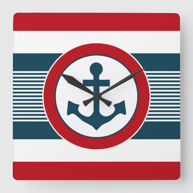 Nautical design square wall clock (Front)