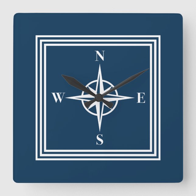 Nautical design square wall clock (Front)