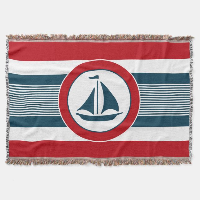 Nautical design throw blanket (Front)