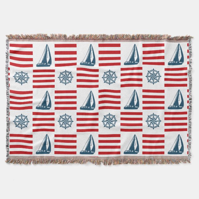 Nautical design throw blanket (Front)