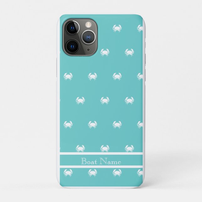 Nautical design with White Crab on Teal Blue Case-Mate iPhone Case (Back)