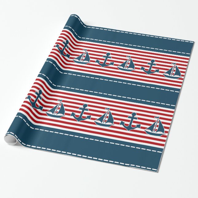 Nautical design wrapping paper (Unrolled)