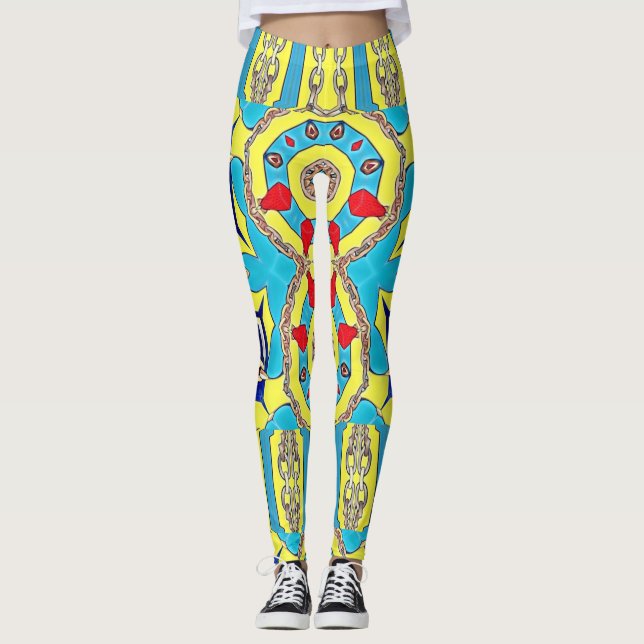 NAUTICAL DESIGNER COLLAGE LEGGINGS (Front)