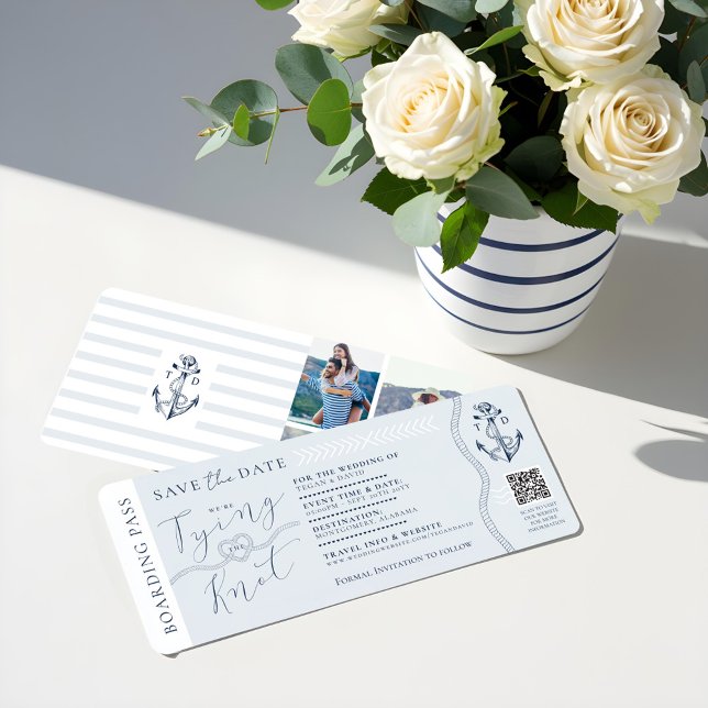 Nautical Destination Wedding Boarding Pass Ticket Invitation (Nautical Destination Wedding Boarding Pass Ticket Invitation)