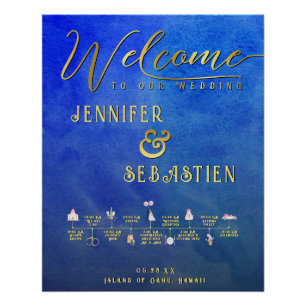 Nautical Destination Wedding Welcome Timeline Poster
