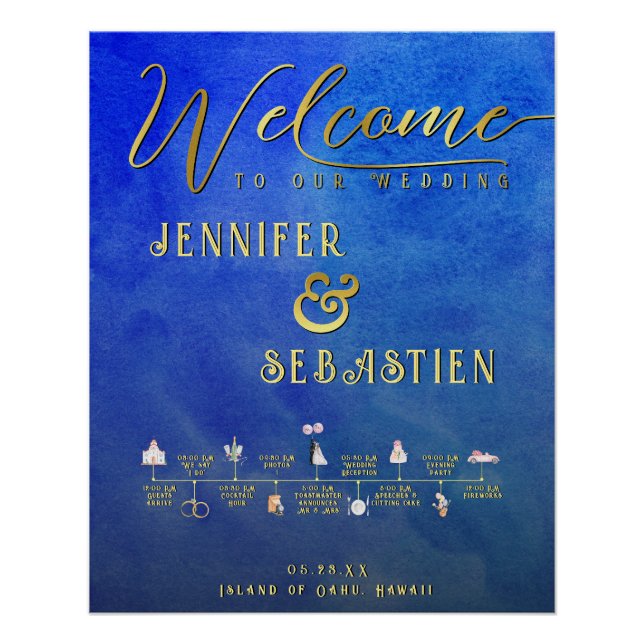 Nautical Destination Wedding Welcome Timeline Poster (Front)